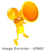 #43960 Royalty-Free (Rf) Illustration Of A 3d Orange Man Mascot Using A Megaphone - Version 6
