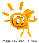 #43963 Royalty-Free (Rf) Illustration Of A 3d Orange Man Mascot Holding An At Symbol - Version 3