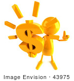 #43975 Royalty-Free (Rf) Illustration Of A 3d Orange Man Mascot Holding A Dollar Symbol - Version 3