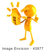 #43977 Royalty-Free (Rf) Illustration Of A 3d Orange Man Mascot Holding A House - Version 2