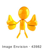 #43982 Royalty-Free (Rf) Illustration Of A 3d Orange Man Mascot Giving Two Thumbs Up - Version 1