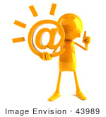 #43989 Royalty-Free (Rf) Illustration Of A 3d Orange Man Mascot Holding An At Symbol - Version 1