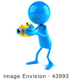 #43993 Royalty-Free (Rf) Illustration Of A 3d Blue Man Mascot Taking Pictures With A Camera - Version 3