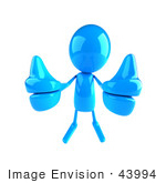 #43994 Royalty-Free (Rf) Illustration Of A 3d Blue Man Mascot Giving Two Thumbs Up