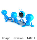 #44001 Royalty-Free (Rf) Illustration Of 3d Blue Man Characters Watching Television - Version 2