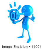 #44004 Royalty-Free (Rf) Illustration Of A 3d Blue Man Mascot Holding An At Symbol - Version 2