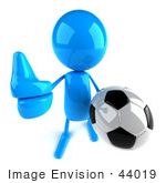 #44019 Royalty-Free (Rf) Illustration Of A 3d Blue Man Mascot Playing Soccer - Version 3