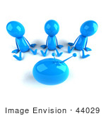 #44029 Royalty-Free (Rf) Illustration Of 3d Blue Man Mascots Watching Television - Version 3
