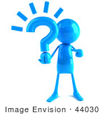#44030 Royalty-Free (Rf) Illustration Of A 3d Blue Man Mascot Holding A Question Mark - Version 1