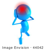 #44042 Royalty-Free (Rf) Illustration Of A 3d Blue Man Mascot With A Migraine
