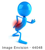 #44048 Royalty-Free (Rf) Illustration Of A 3d Blue Man Mascot With Lower Back Pain - Version 1