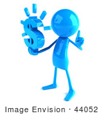 #44052 Royalty-Free (Rf) Illustration Of A 3d Blue Man Mascot Holding A Dollar Symbol - Version 2