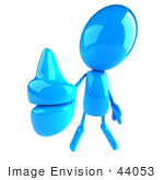 #44053 Royalty-Free (Rf) Illustration Of A 3d Blue Man Mascot Giving The Thumbs Up