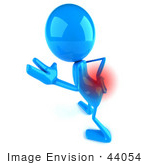 #44054 Royalty-Free (Rf) Illustration Of A 3d Blue Man Mascot With Lower Back Pain - Version 3