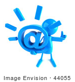 #44055 Royalty-Free (Rf) Illustration Of A 3d Blue Man Mascot Holding An At Symbol - Version 3