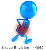 #44065 Royalty-Free (Rf) Illustration Of A 3d Blue Man Mascot With Lower Back Pain - Version 4