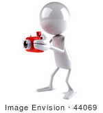 #44069 Royalty-Free (Rf) Illustration Of A 3d White Man Mascot Taking Pictures With A Camera - Version 2