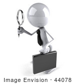 #44078 Royalty-Free (Rf) Illustration Of A 3d White Man Mascot Using A Magnifying Glass - Version 2