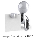 #44092 Royalty-Free (Rf) Illustration Of A 3d White Man Mascot Holding A Contract - Version 3