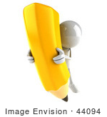 #44094 Royalty-Free (Rf) Illustration Of A 3d White Man Mascot Holding A Large Pencil - Version 5