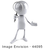 #44095 Royalty-Free (Rf) Illustration Of A 3d White Man Mascot Using A Magnifying Glass - Version 5