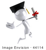 #44114 Royalty-Free (Rf) Illustration Of A 3d White Man Mascot Graduate Holding A Diploma - Version 5