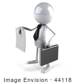 #44118 Royalty-Free (Rf) Illustration Of A 3d White Man Mascot Holding A Contract - Version 2