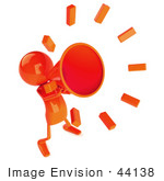 #44138 Royalty-Free (Rf) Illustration Of A 3d Red Man Mascot Yelling Through A Megaphone
