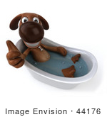 #44176 Royalty-Free (Rf) Cartoon Illustration Of A 3d Brown Dog Mascot Taking A Bath - Pose 5