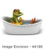 #44190 Royalty-Free (Rf) Illustration Of A 3d Red Eyed Tree Frog Mascot Taking A Bath - Pose 4