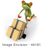 #44191 Royalty-Free (Rf) Illustration Of A 3d Red Eyed Tree Frog Mascot Delivering Boxes