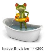 #44200 Royalty-Free (Rf) Illustration Of A 3d Red Eyed Tree Frog Mascot Taking A Bath - Pose 2