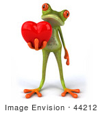 #44212 Royalty-Free (Rf) Illustration Of A 3d Red Eyed Tree Frog Mascot Presenting A Heart- Pose 2