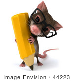 #44223 Royalty-Free (Rf) Illustration Of A 3d Mouse Mascot Holding A Pencil - Pose 2
