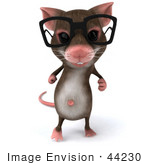 #44230 Royalty-Free (Rf) Illustration Of A 3d Mouse Mascot Wearing Spectacles - Pose 2