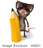 #44231 Royalty-Free (Rf) Illustration Of A 3d Mouse Mascot Holding A Pencil - Pose 1