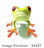#44257 Royalty-Free (Rf) Illustration Of A Cute Green 3d Frog On All Fours Looking Forward - Version 2