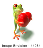 #44264 Royalty-Free (Rf) Illustration Of A Cute Green 3d Frog Holding A Love Heart - Pose 4