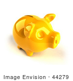 #44279 Royalty-Free (Rf) Illustration Of A 3d Yellow Shiny Piggy Bank - Version 4