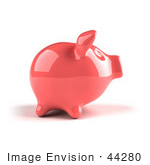 #44280 Royalty-Free (Rf) Illustration Of A 3d Pink Shiny Piggy Bank - Version 1