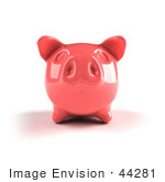 #44281 Royalty-Free (Rf) Illustration Of A 3d Pink Shiny Piggy Bank - Version 3