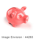 #44283 Royalty-Free (Rf) Illustration Of A 3d Pink Shiny Piggy Bank - Version 4
