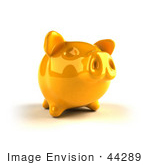 #44289 Royalty-Free (Rf) Illustration Of A 3d Yellow Shiny Piggy Bank - Version 2