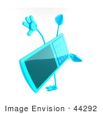 #44292 Royalty-Free (Rf) Illustration Of A 3d Slim Turquoise Cellphone Mascot Doing A Cartwheel - Version 3