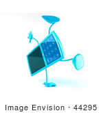 #44295 Royalty-Free (Rf) Illustration Of A 3d Slim Turquoise Cellphone Mascot Doing A Cartwheel - Version 2