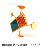 #44303 Royalty-Free (Rf) Illustration Of A 3d Slim Orange Cellphone Mascot Doing A Cartwheel - Version 2
