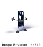 #44315 Royalty-Free (Rf) Illustration Of A Slim 3d Cellular Phone Mascot Holding Its Arms Out - Version 5