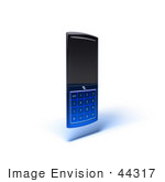 #44317 Royalty-Free (Rf) Illustration Of A 3d Modern Blue Cellphone - Version 9
