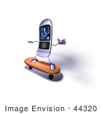 #44320 Royalty-Free (Rf) Illustration Of A 3d Mp3 Player Riding On A Skateboard