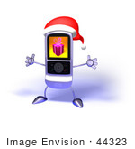 #44323 Royalty-Free (Rf) Illustration Of A 3d Mp3 Player Holding Its Arms Out And Wearinga Santa Hat